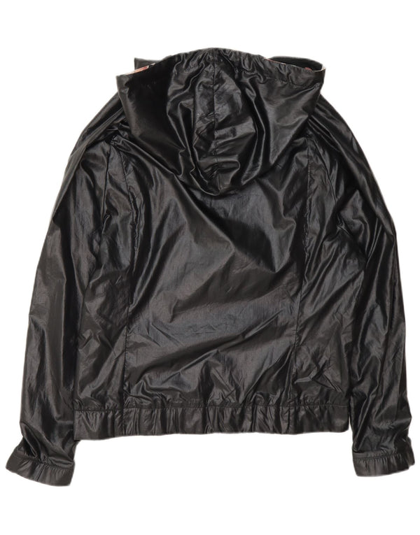 Giacca antipioggia oversize con cappuccio da donna Adidas UK 8 Small nera in poliammide