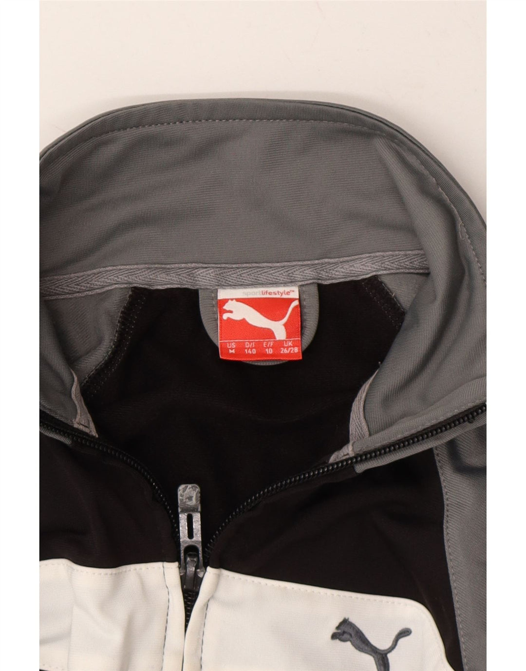 PUMA Boys Tracksuit Top Jacket 9-10 Years Black Colourblock Polyester Vintage Puma and Second-Hand Puma from Messina Hembry 