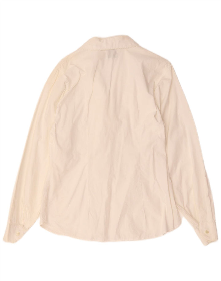 Camisa de smoking feminina Benetton UK 12 médio branco