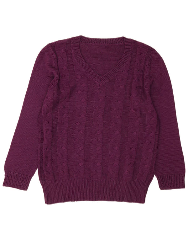 Vintage Dame V-hals sweater UK 16 Stor lilla akryl