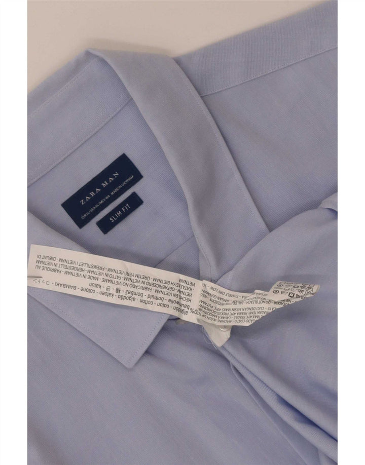 Zara Mens Slim Fit Shirt XL Blue Cotton