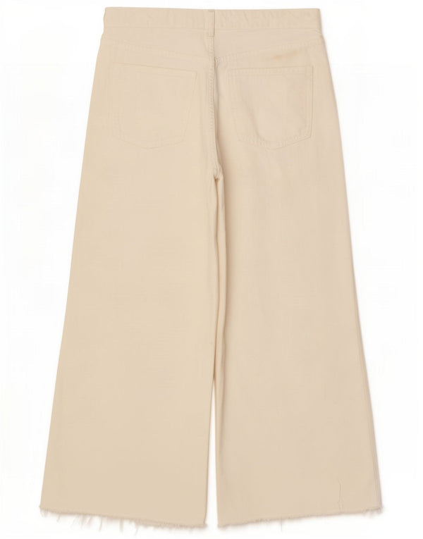 Zara Jean court à jambe large pour femme EU 40 Medium W30 L25 Coton blanc