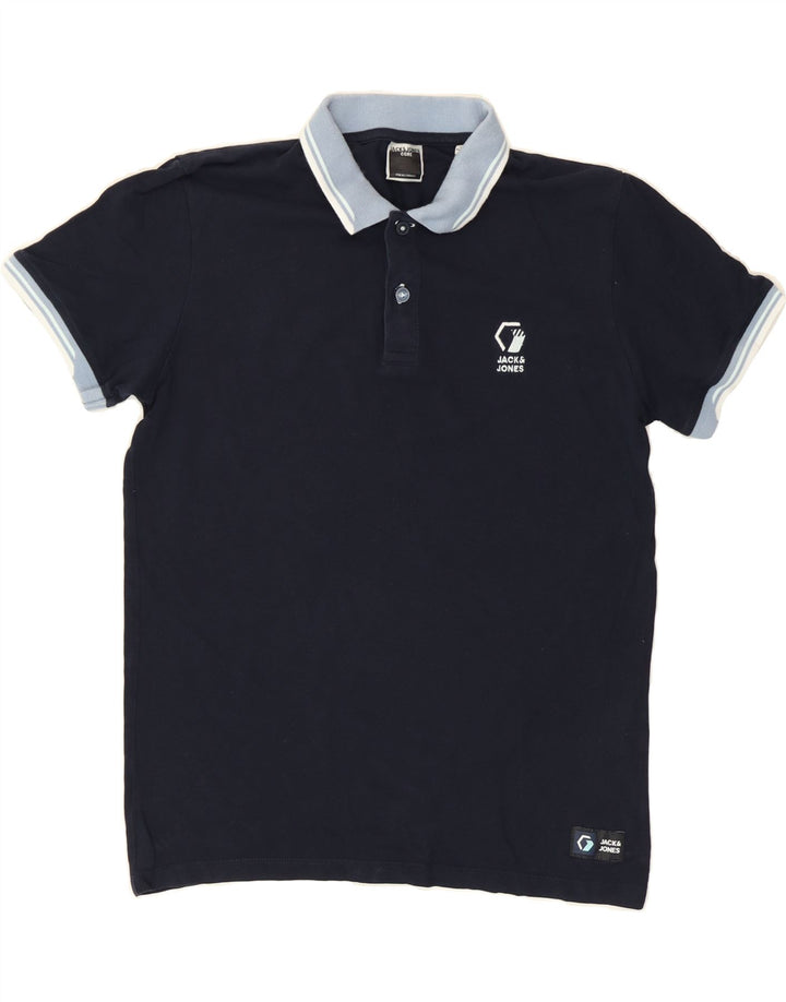 JACK & JONES Mens Polo Shirt Small Navy Blue Cotton Vintage Jack & Jones and Second-Hand Jack & Jones from Messina Hembry 