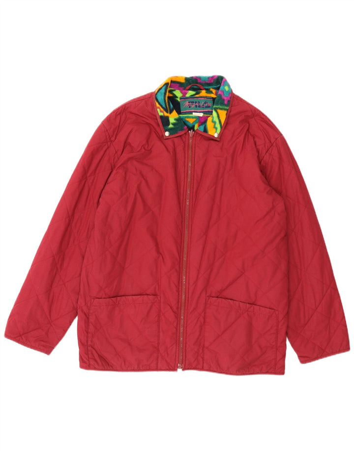 FILA Mens Quilted Jacket IT 48 Medium Burgundy Geometric Polyester