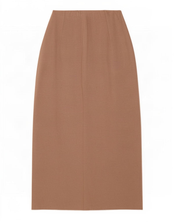 Zara Womens High Waist Midi Skirt Large W30 Beige Cotton