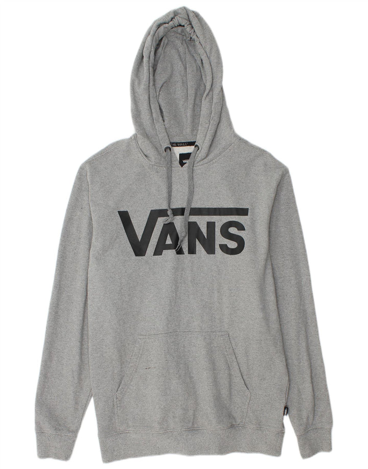 Vans Mens Graphic Hoodie Jumper Small Grey Flecked Cotton