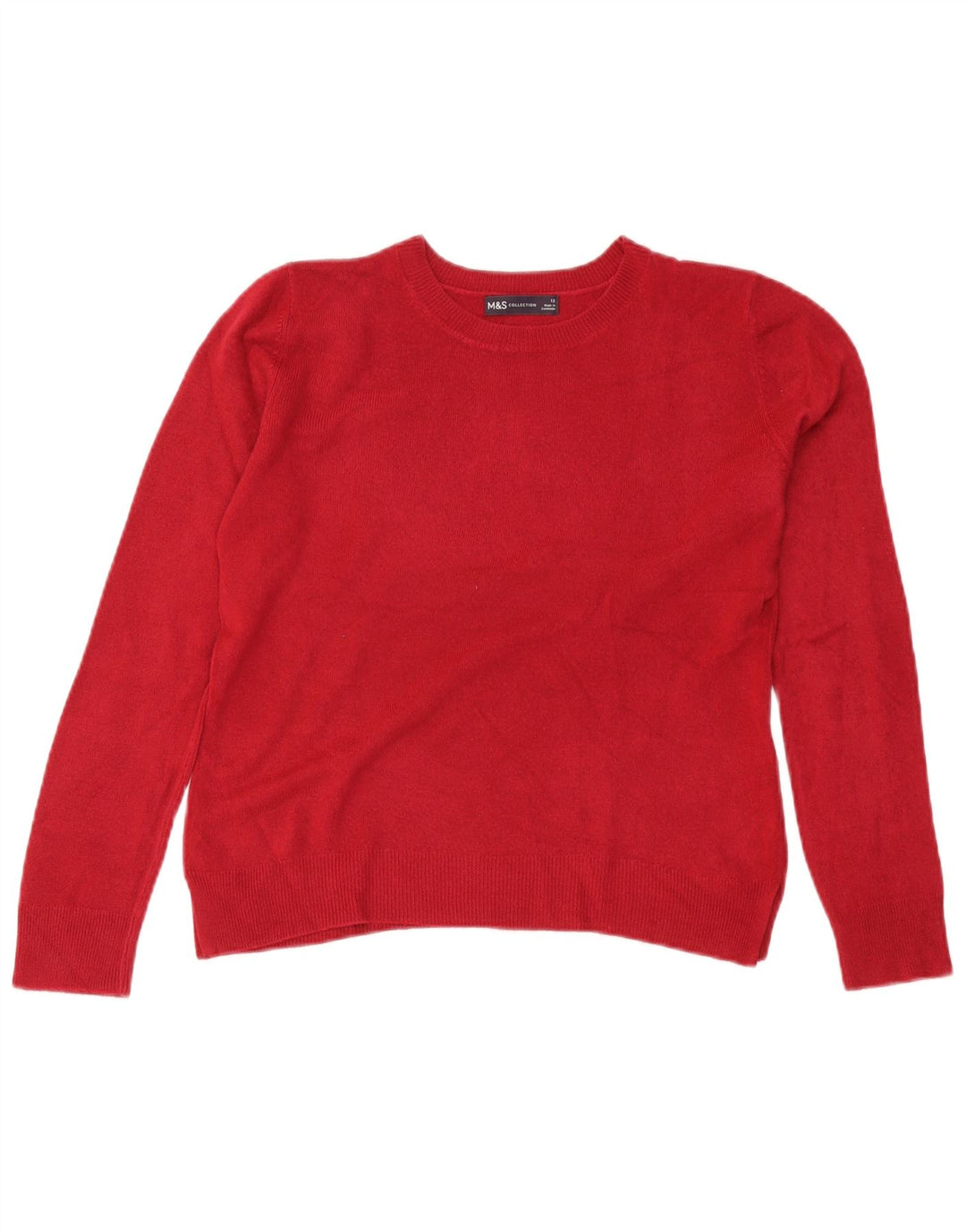 Marks & Spencer Womens Crop Boat Neck Jumper Sweater UK 12 Medium Red