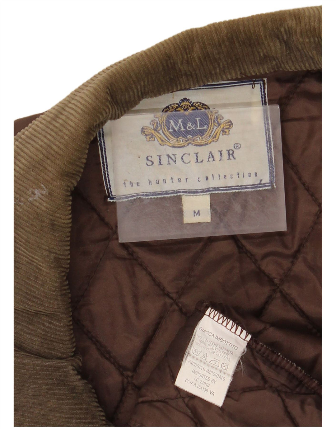 SINCLAIR Herre quiltet jakke UK 38 Medium Brun Nylon