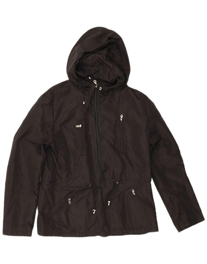 Zara Womens Hooded Utility Jacket UK 14 Large Black