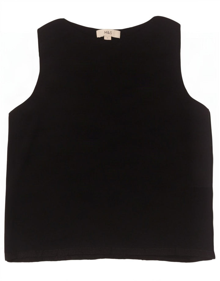 Marks & Spencer Womens Vest Top UK 12 Medium Black Viscose