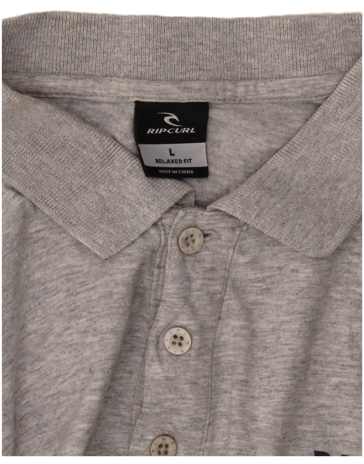 Rip Curl Mens Relaxed Fit Polo Shirt Large Grey Striped