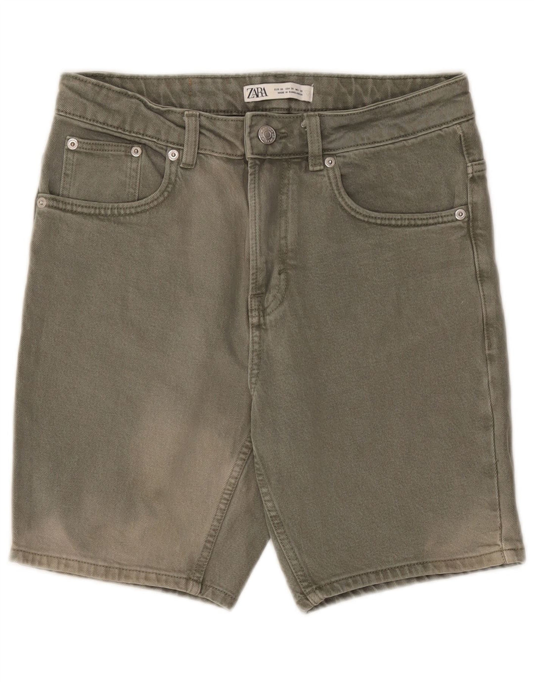 Zara Mens Denim Shorts EU 38 Small W30  Khaki Cotton