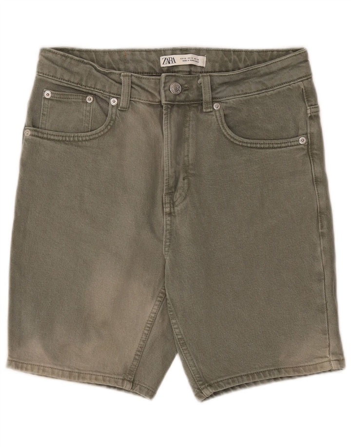 Zara Mens Denim Shorts EU 38 Small W30  Khaki Cotton