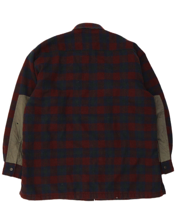 Le Frog Mens Lumberjack Flannel Shirt Size 41/42 Large Burgundy Check