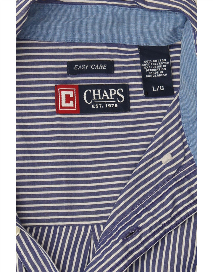 CHAPS Mens Easy Care Shirt Large Navy Blue Pinstripe Cotton Vintage Chaps and Second-Hand Chaps from Messina Hembry 