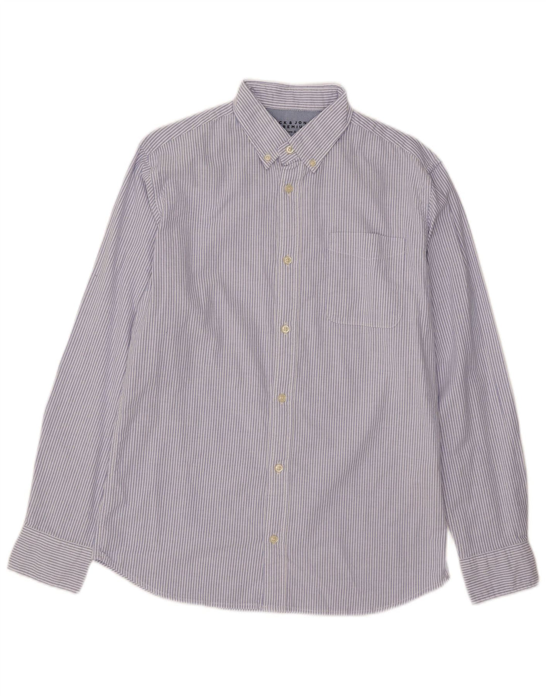 Jack & Jones Mens Oxford Shirt Medium Blue Pinstripe Cotton