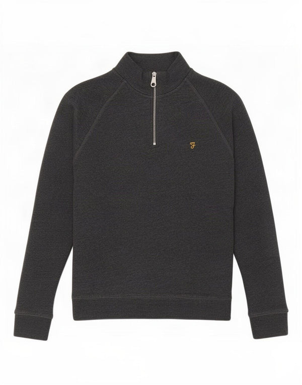 Farah Damen-Sweatshirt mit Reißverschluss am Hals, UK 12, mittelgraue Baumwolle