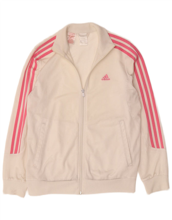 Adidas Girls Tracksuit Top Jacket 13-14 Years White Polyester