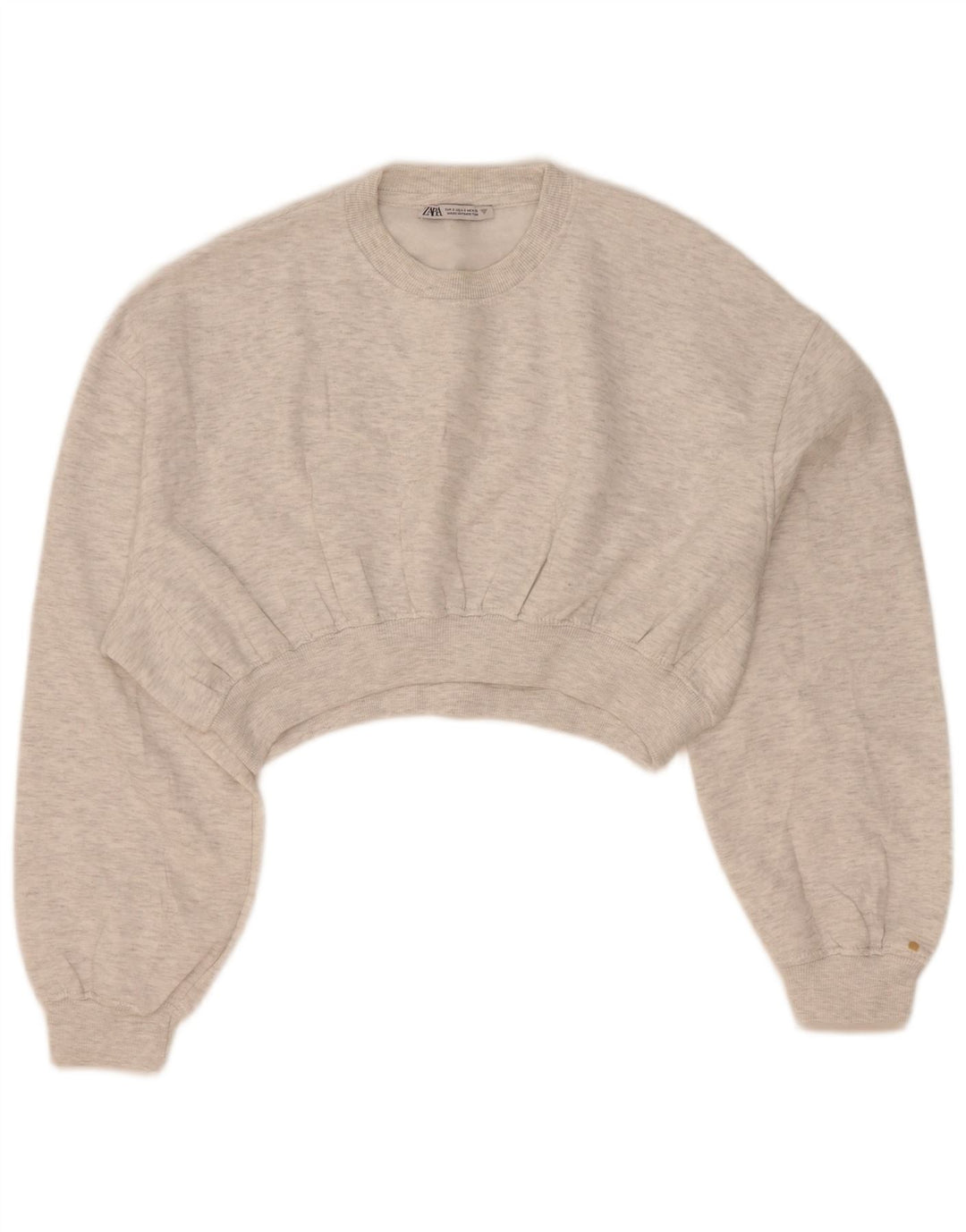 Zara Womens Crop Oversized Sweatshirt Jumper UK 10 Small Grey Flecked