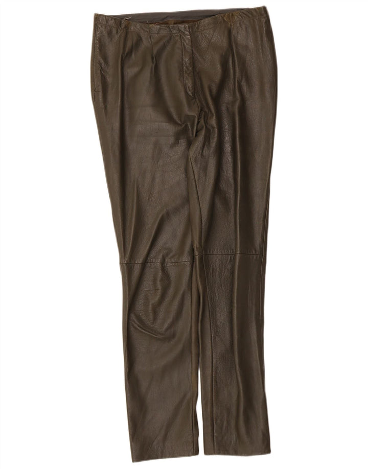 Pantalones de cuero vintage para mujer W32 L29 Caqui
