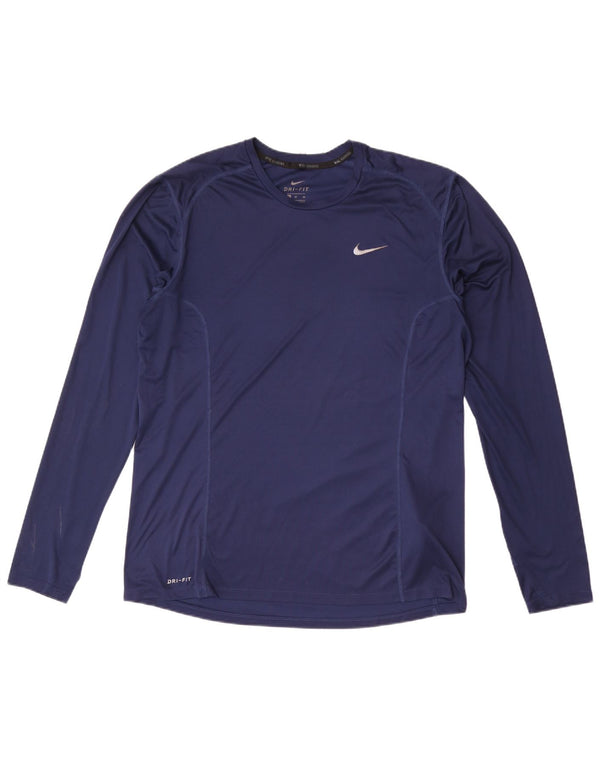 Nike Mens Dri Fit Top Manga Longa XL Azul Marinho Poliéster