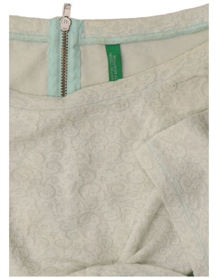 BENETTON Dame Crop Bluse Top UK 14 Medium White