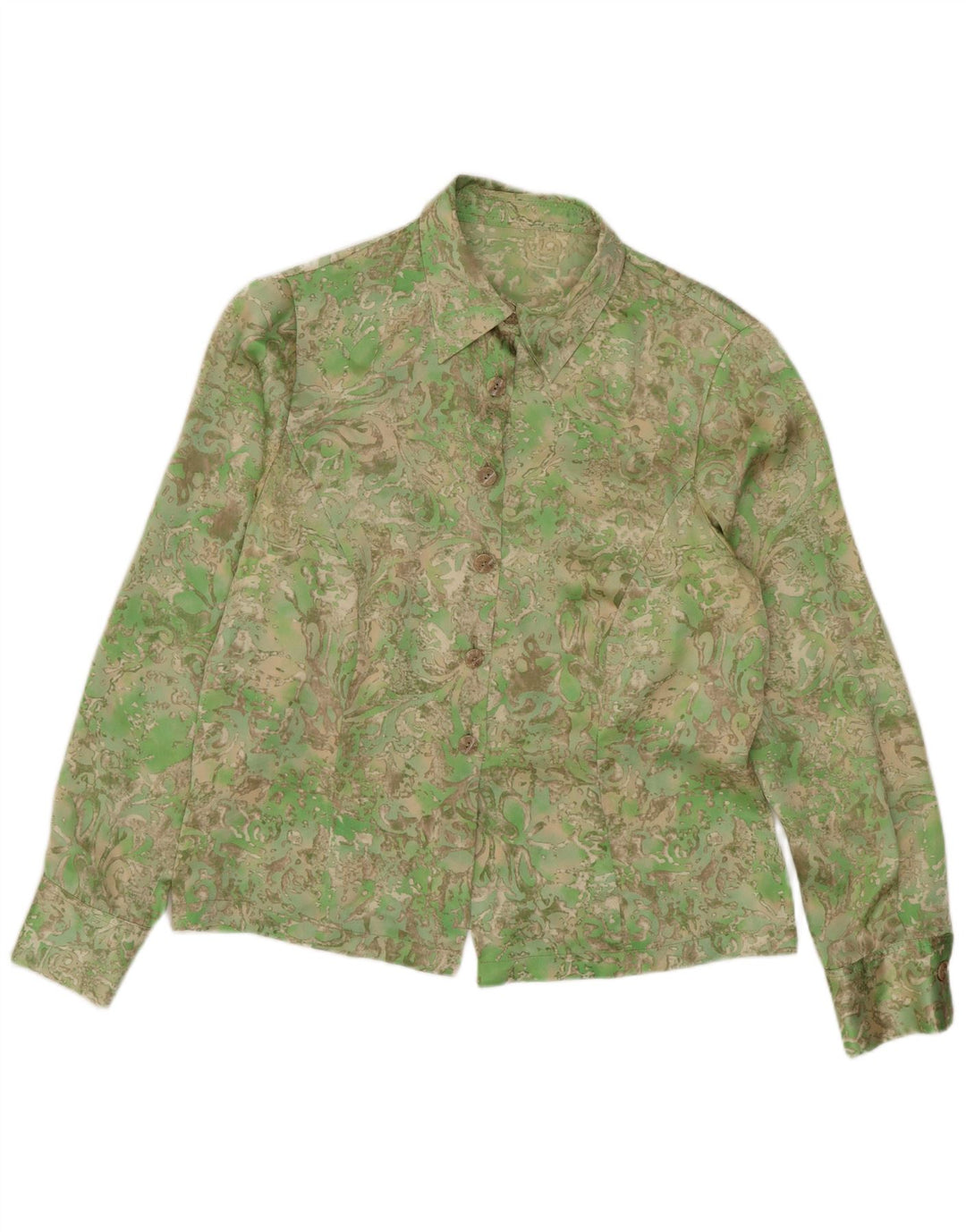 Vintage Womens Shirt UK 14 Medium Green Paisley
