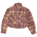 ZARA Womens Oversized Crop Bomber Jacket UK 10 Small Beige Check Polyester