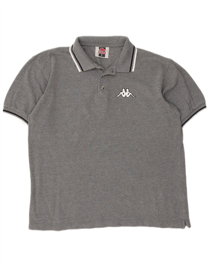 KAPPA Mens Polo Shirt Large Grey Cotton