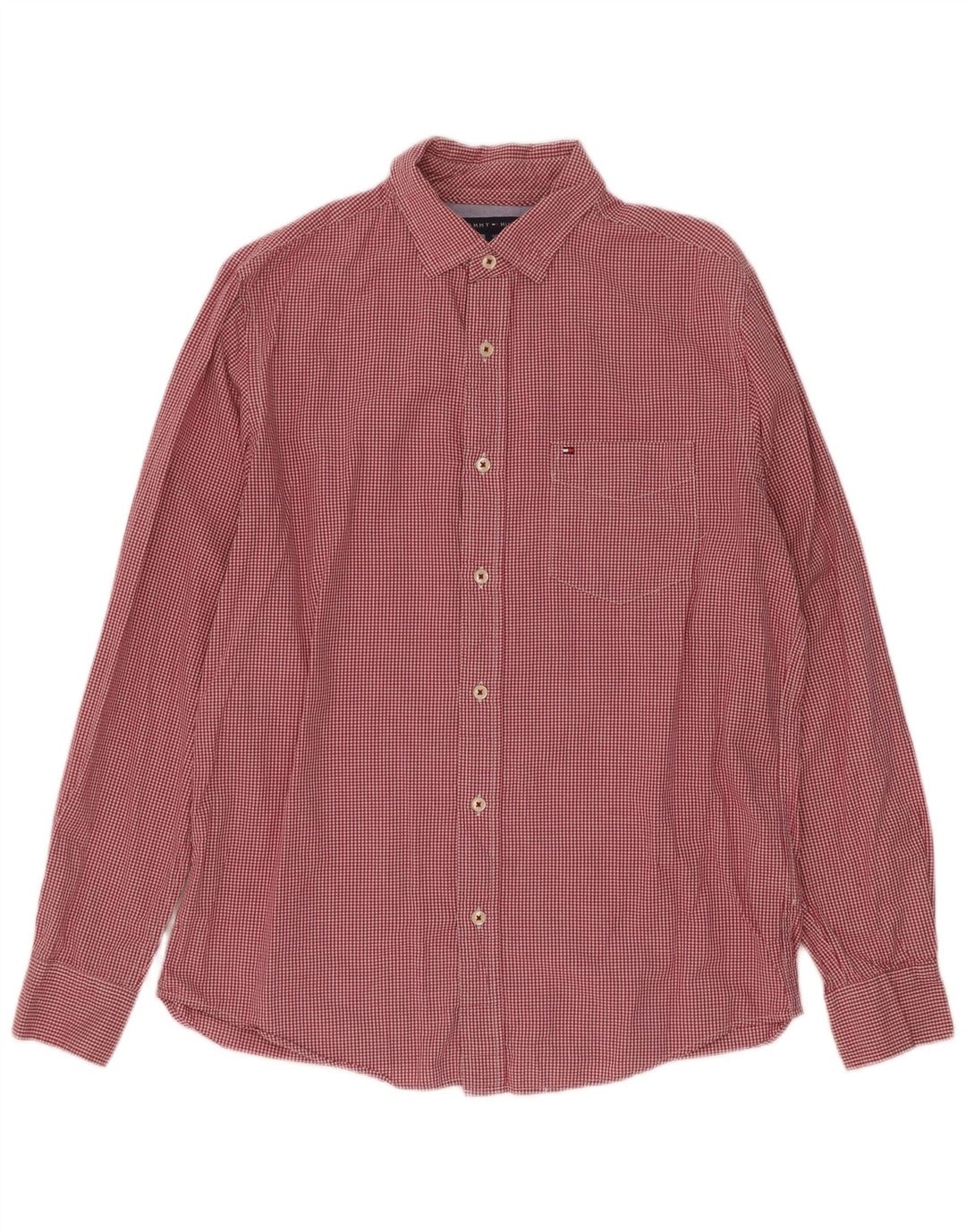 Tommy Hilfiger Mens Classic Fit Shirt Small Red Gingham Cotton