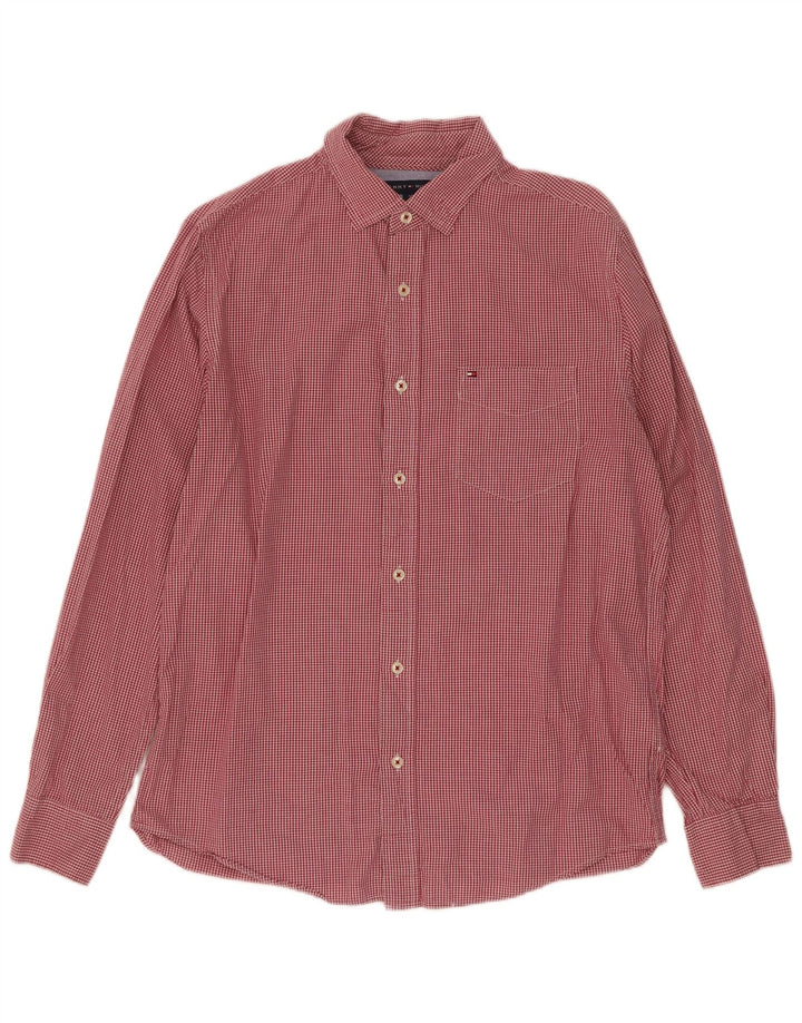 Tommy Hilfiger Mens Classic Fit Shirt Small Red Gingham Cotton