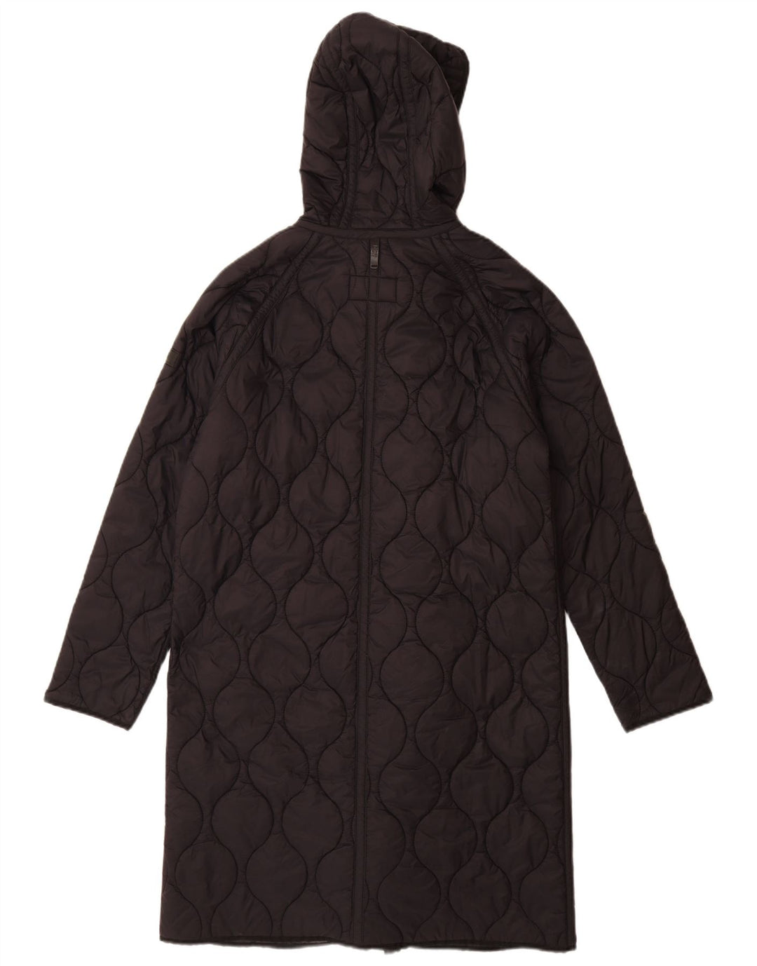 Dkny Womens Oversized Hooded Quilted Overcoat UK 10 Small Black Nylon