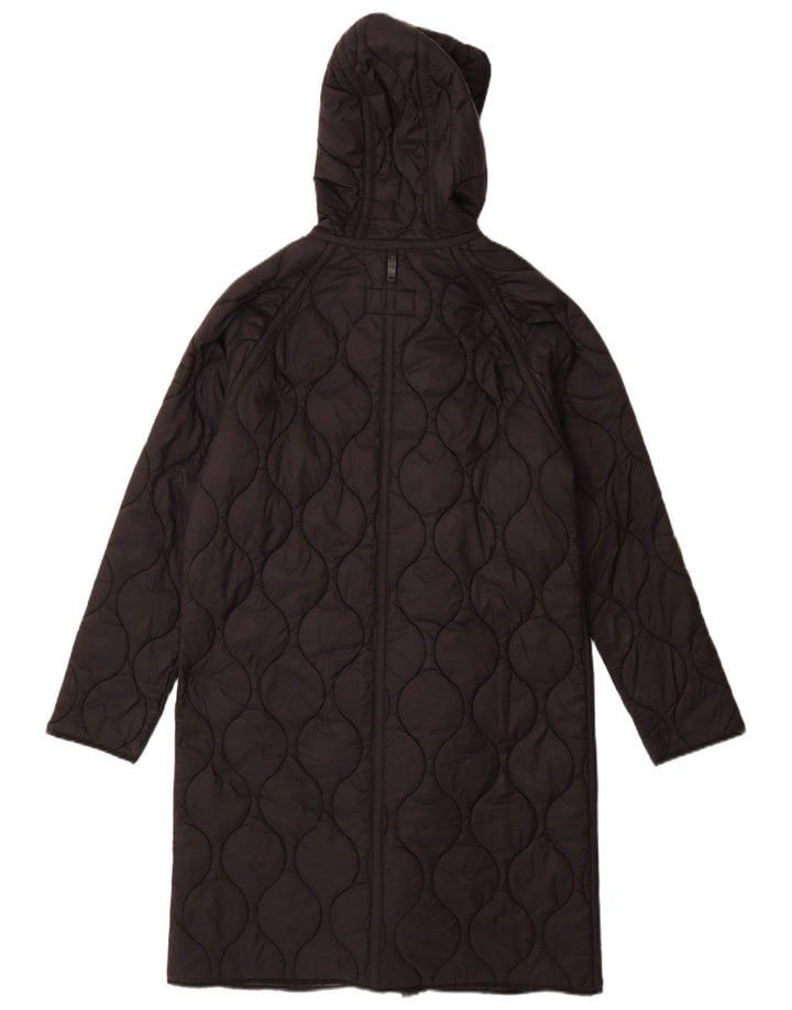 Dkny Womens Oversized Hooded Quilted Overcoat UK 10 Small Black Nylon