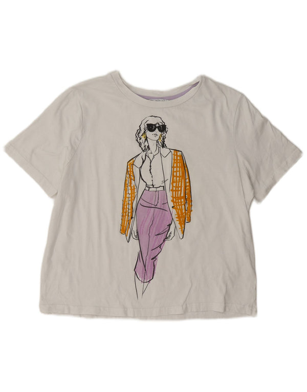 Tricou grafic supradimensionat pentru femei Zara UK 10 Small White
