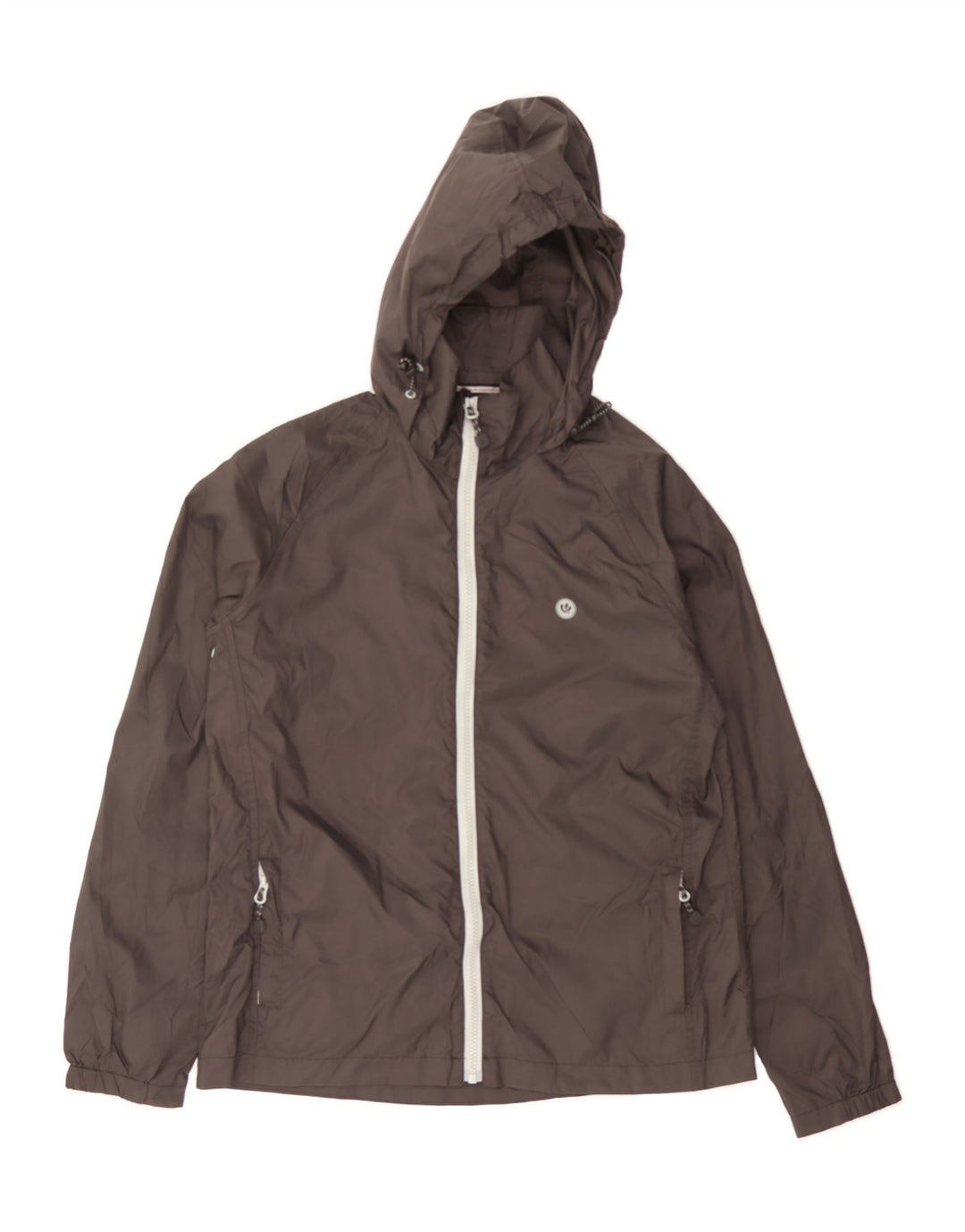 FAT FACE Womens Graphic Hooded Rain Jacket UK 10 Small Black Nylon Vintage Fat Face and Second-Hand Fat Face from Messina Hembry 