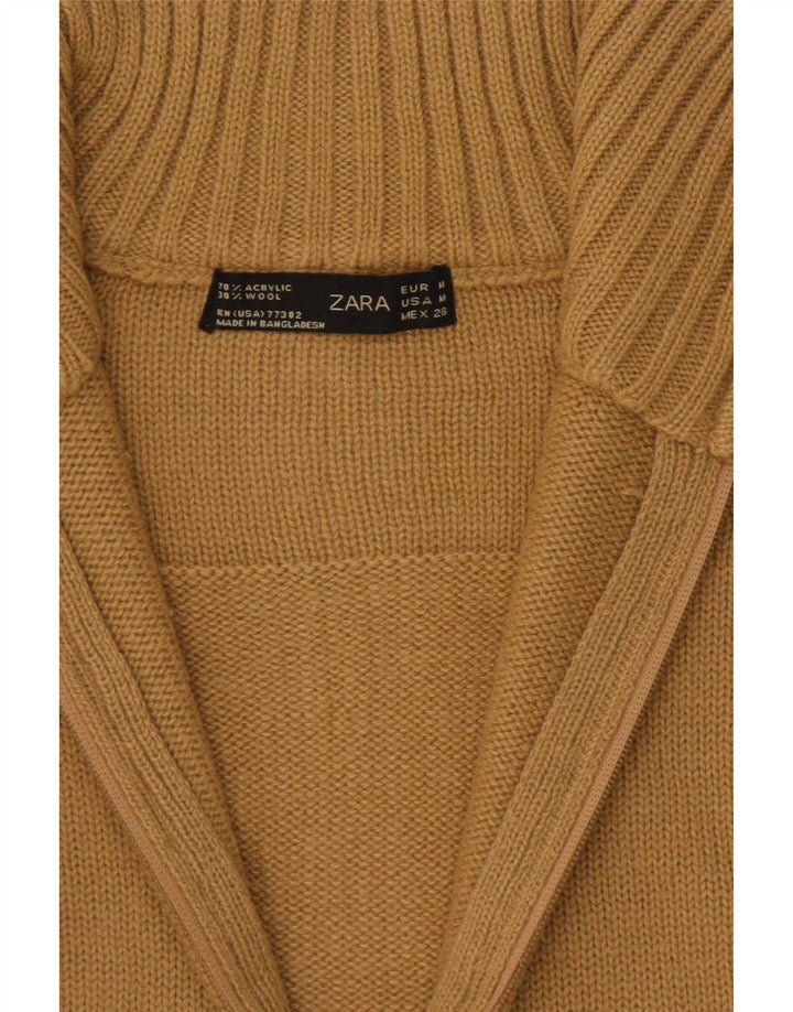 Zara Cardigan Femme Pull UK 12 Acrylique Kaki Moyen