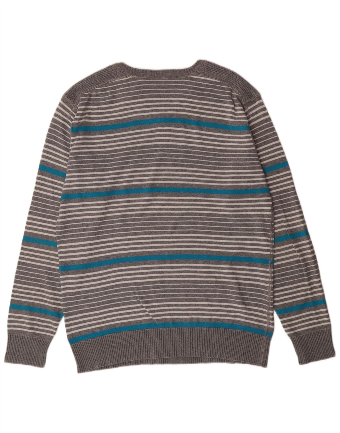 ANGELO LITRICO Maglione da uomo con scollo a V a righe grandi grigie