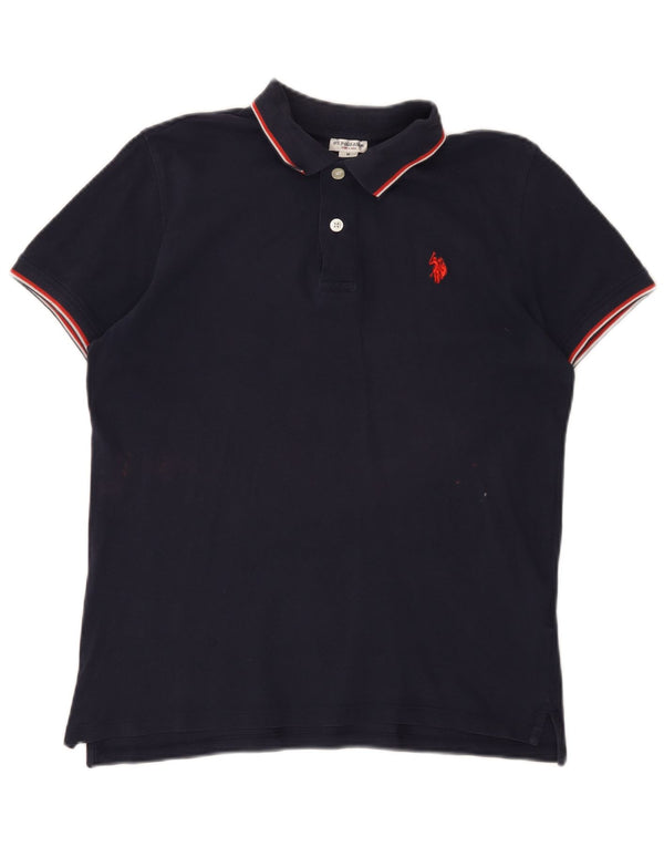 U.S. Polo Assn. Mittelgroßes marineblau gestreiftes Herrenhemd aus Baumwolle