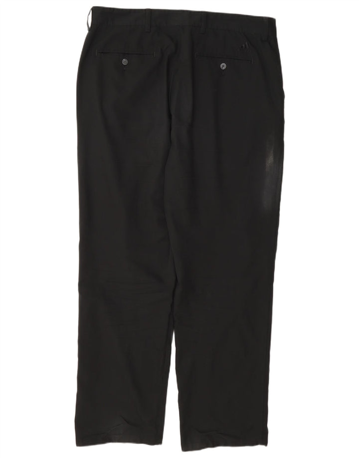 Adidas Mens Straight Chino Trousers W36 L30 Black Polyester