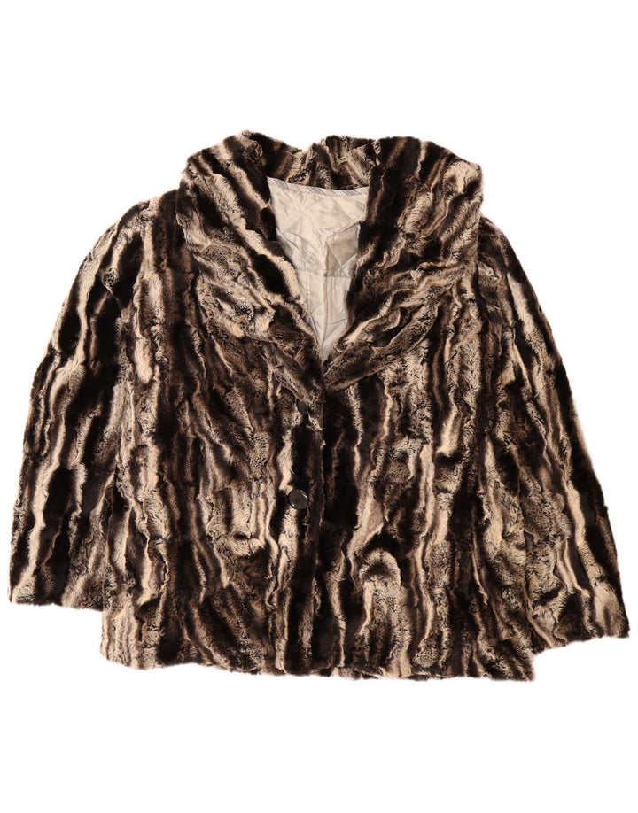 VINTAGE Womens Faux Fur Jacket UK 20 2XL Multicoloured Polyester