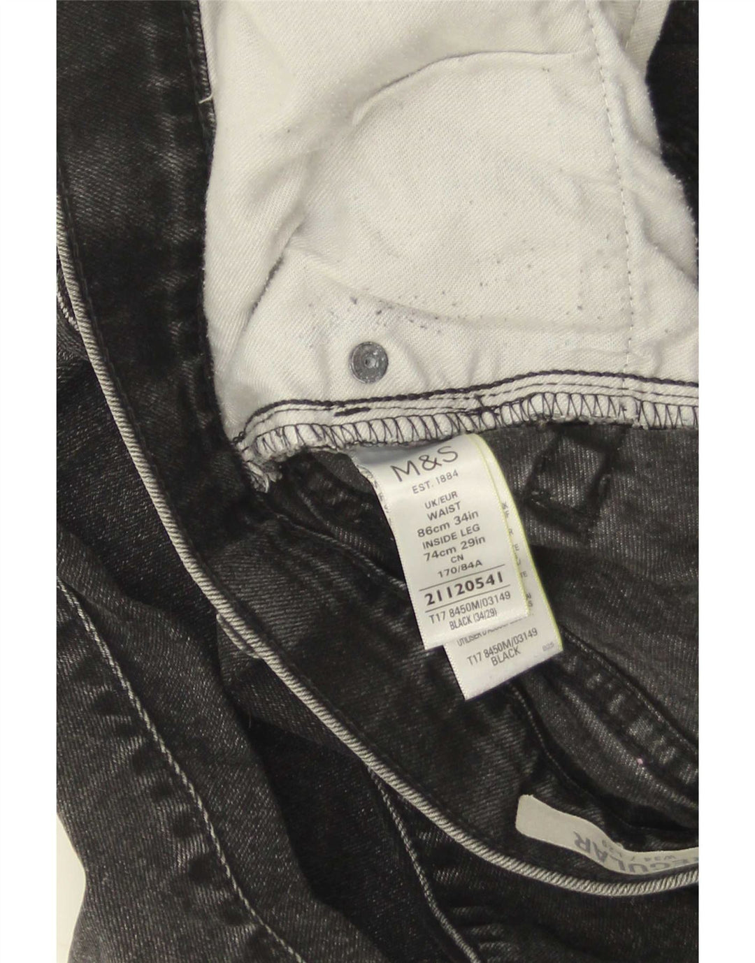 Marks & Spencer Mens Straight Jeans W34 L29 Black Cotton