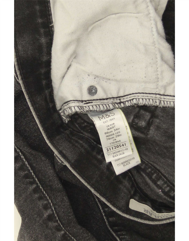 Marks & Spencer Mens Straight Jeans W34 L29 Black Cotton