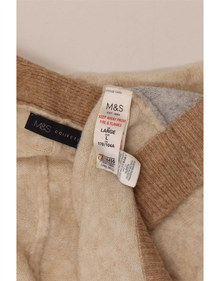 Marks & Spencer Womens Longline Cardigan Sweater UK 16 Large Beige