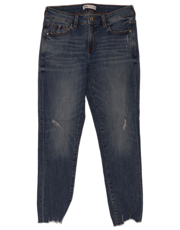 Zara Damen Distressed Skinny Jeans EU 40 Medium W30 L27 Blaue Baumwolle