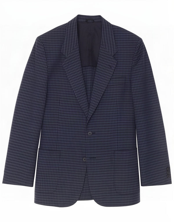 Giacca blazer vintage da uomo a 2 bottoni IT 50 grande a quadretti blu navy