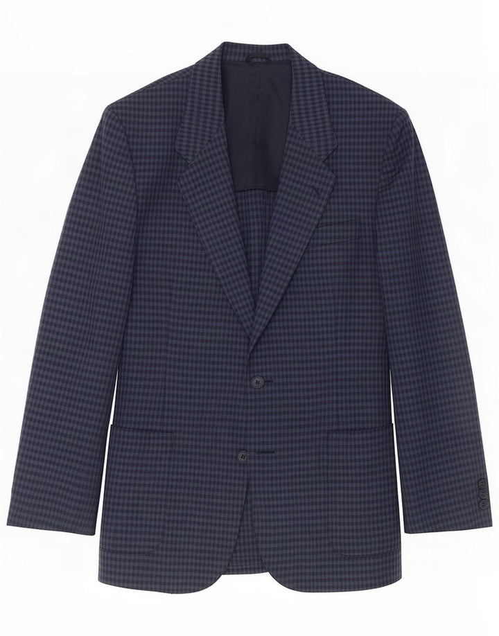 Jaqueta Blazer Masculina Vintage de 2 Botões IT 50 Grande Gingham Azul Marinho