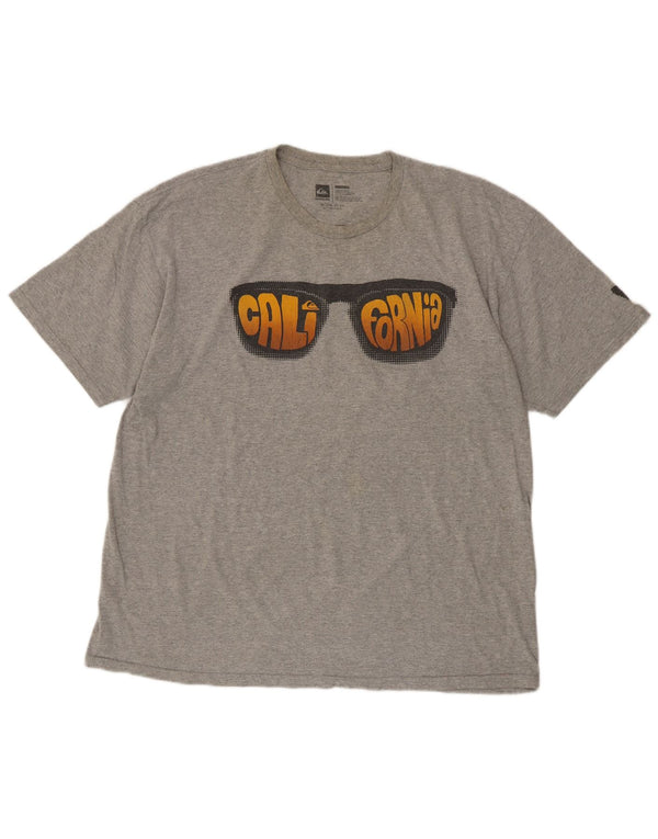 Quiksilver T-Shirt Graphique Homme XL Gris Coton