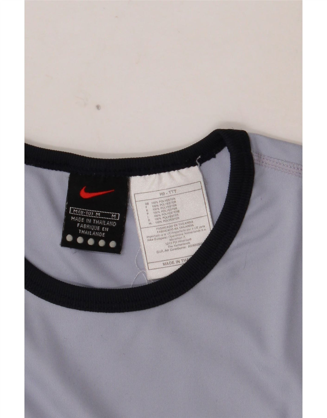 NIKE Womens Crop Top Long Sleeve US 8/10 Medium Blue Polyester