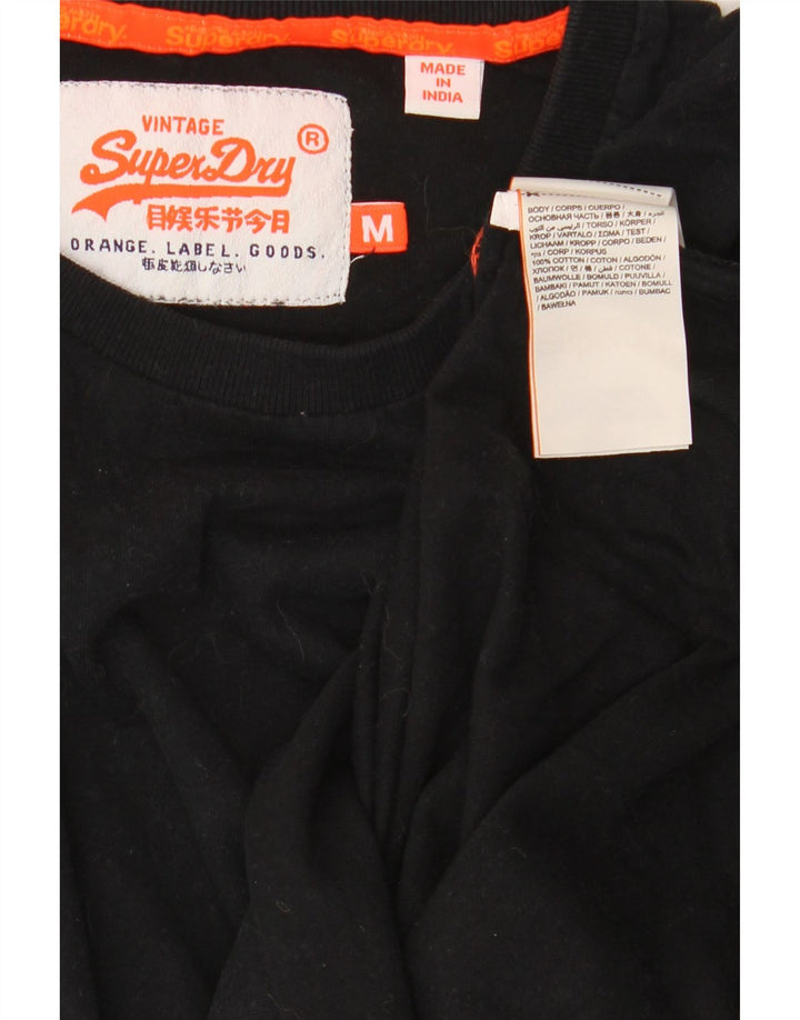 Superdry Mens T-Shirt Top Medium Black Cotton