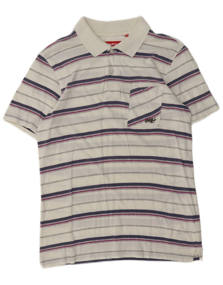 O'Neill herre poloshirt Medium hvid stribet bomuld